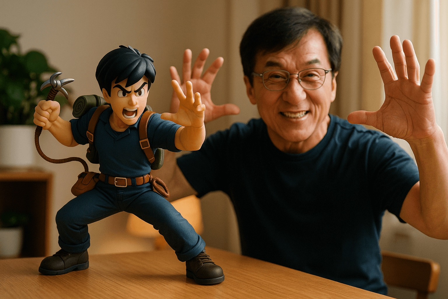 Action Figure and Real Person in the Same Frame