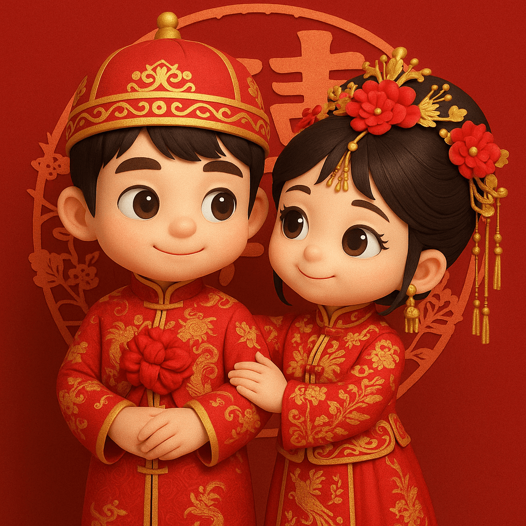 3D Chibi Chinese Wedding Scene